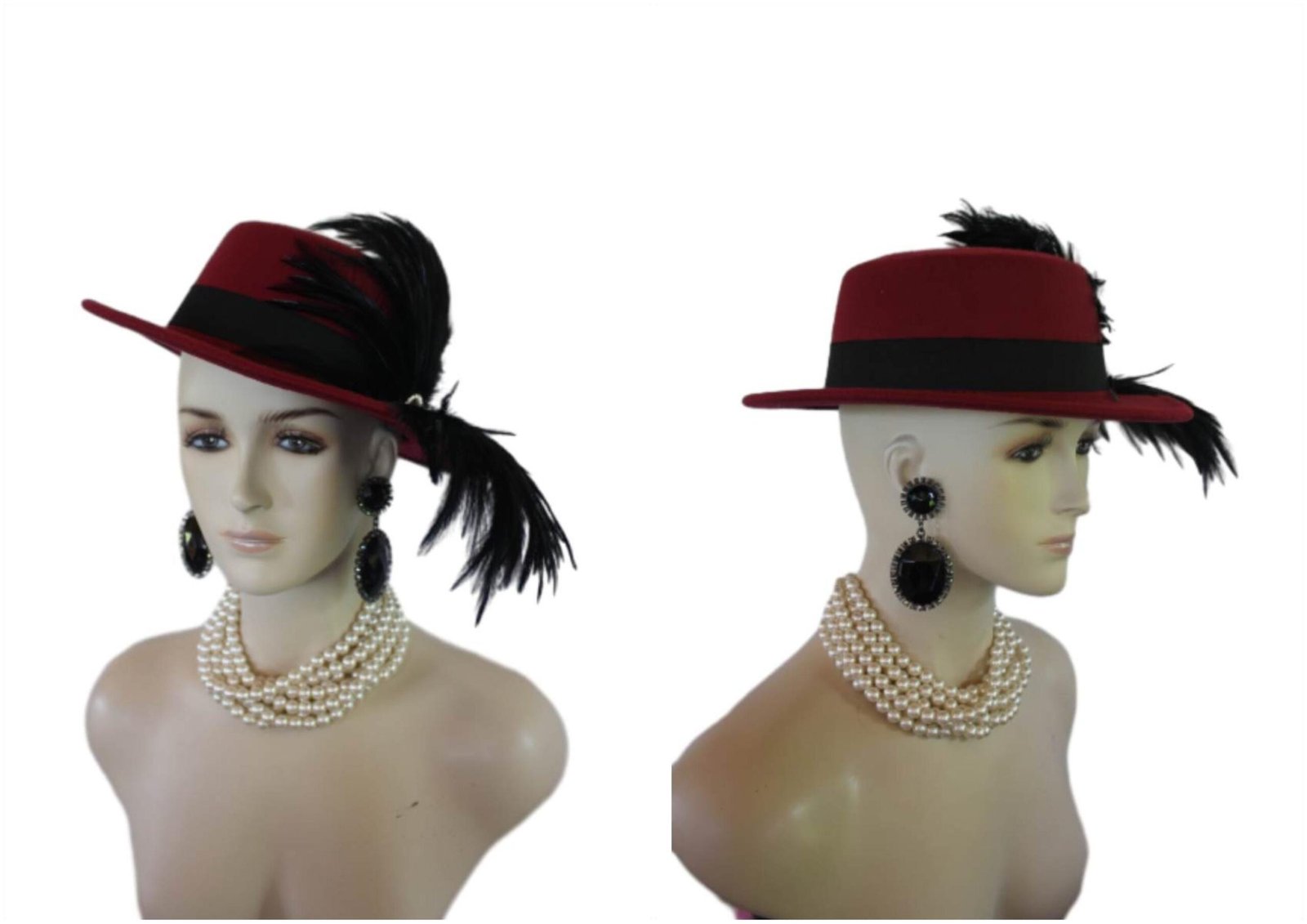 Burgundy Black Felt Bolero Gaucho Dress Hat, Boater Gondola Fedora Fashion Hat, Avant Garde Hat, Haute Couture Designer Hat, Wedding - Image 3