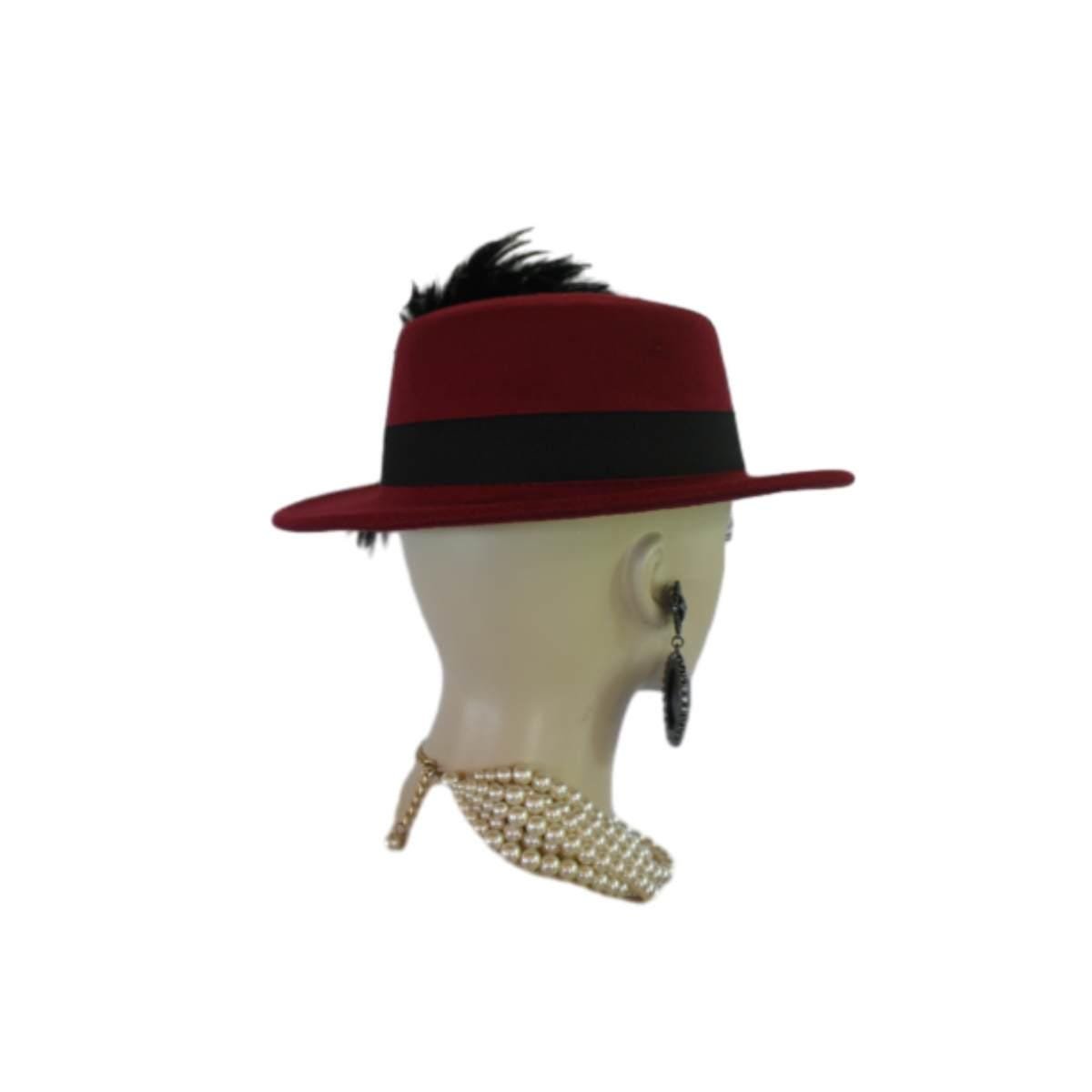 Burgundy Black Felt Bolero Gaucho Dress Hat, Boater Gondola Fedora Fashion Hat, Avant Garde Hat, Haute Couture Designer Hat, Wedding - Image 10