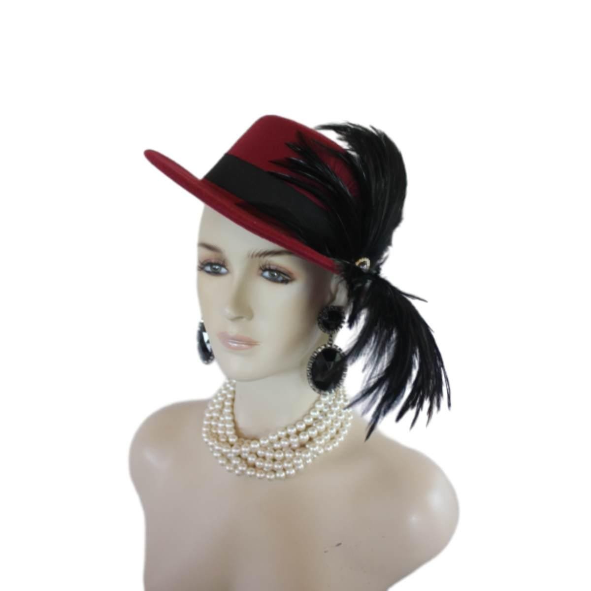 Burgundy Black Felt Bolero Gaucho Dress Hat, Boater Gondola Fedora Fashion Hat, Avant Garde Hat, Haute Couture Designer Hat, Wedding - Image 15