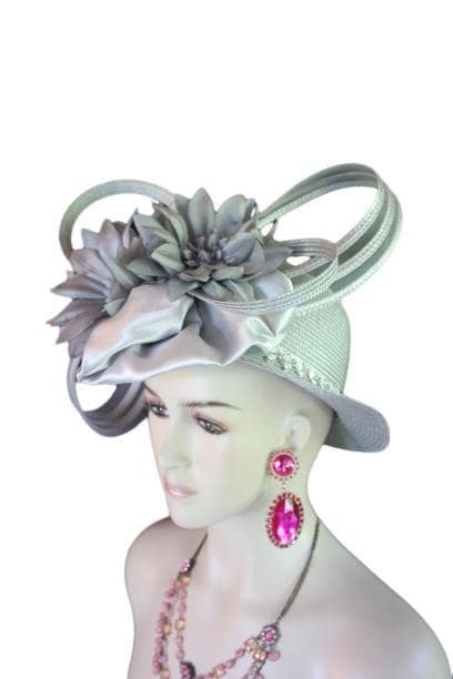 Formal Avant Garde Church Hats, Luncheon Derby Hats, Wedding Bridal Hats Headpiece, Silver Gray Fashion Hat By NYFashionHats.com